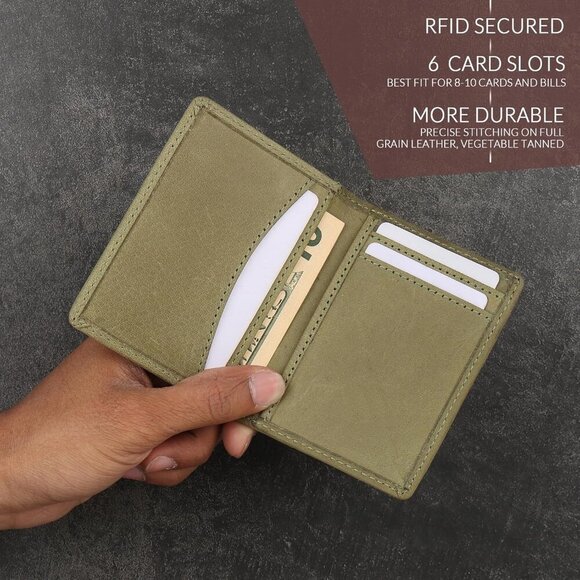 Credit Card Holder Wallet for Men Thin Bifold RFID Slim Trendy Front Pocket - Picture 4 of 7